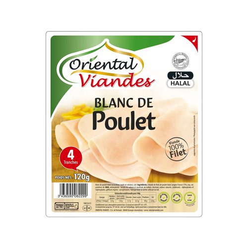 BLANC DE POULET ORIENTAL VIANDES 4 TRANCHES - 120GR