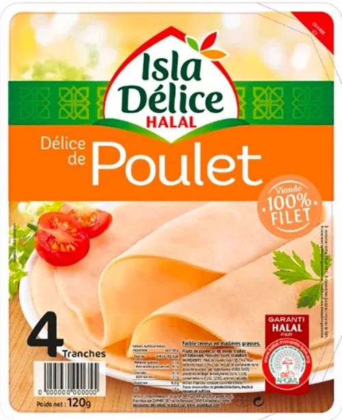 DELICE DE POULET NATURE 4 TRANCHES ISLA DELICE - 120G