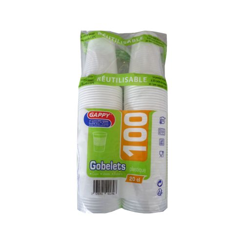 GOBELETS PLASTIQUES BLANCS GAPPY -